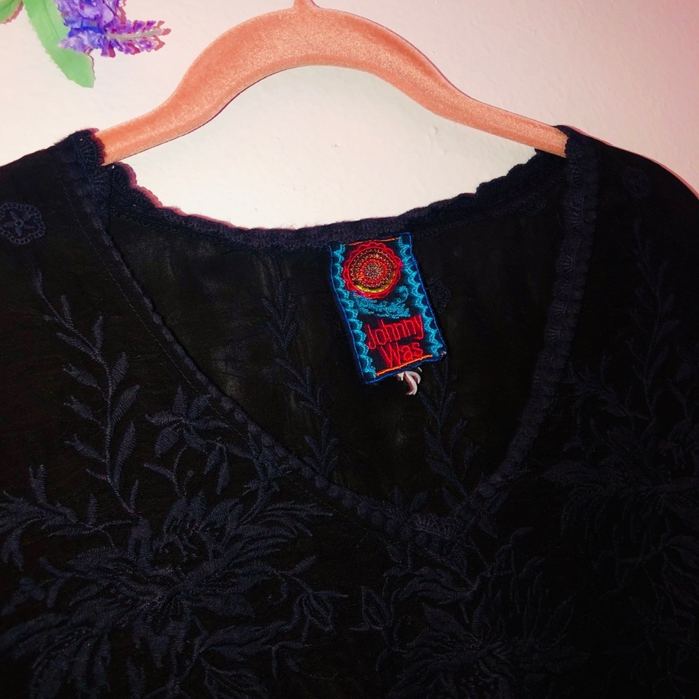 Johnny Was Solid Black Flowy Peasant - image 3